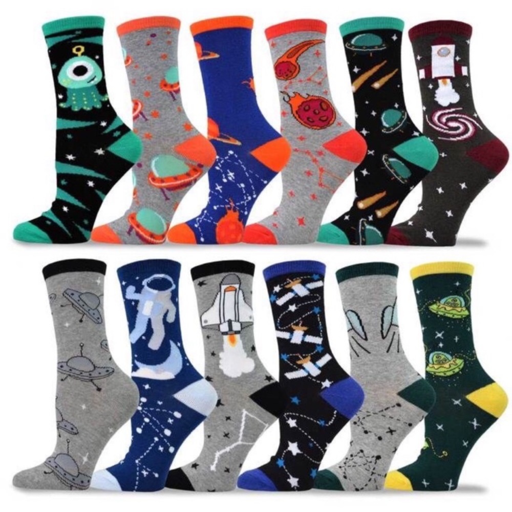 TeeHee Crew Galaxy Fashion Socks 12 pack